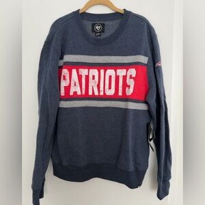 NWT - Men's New England Patriots '47 Heathered Navy Bypass Sweatshirt L